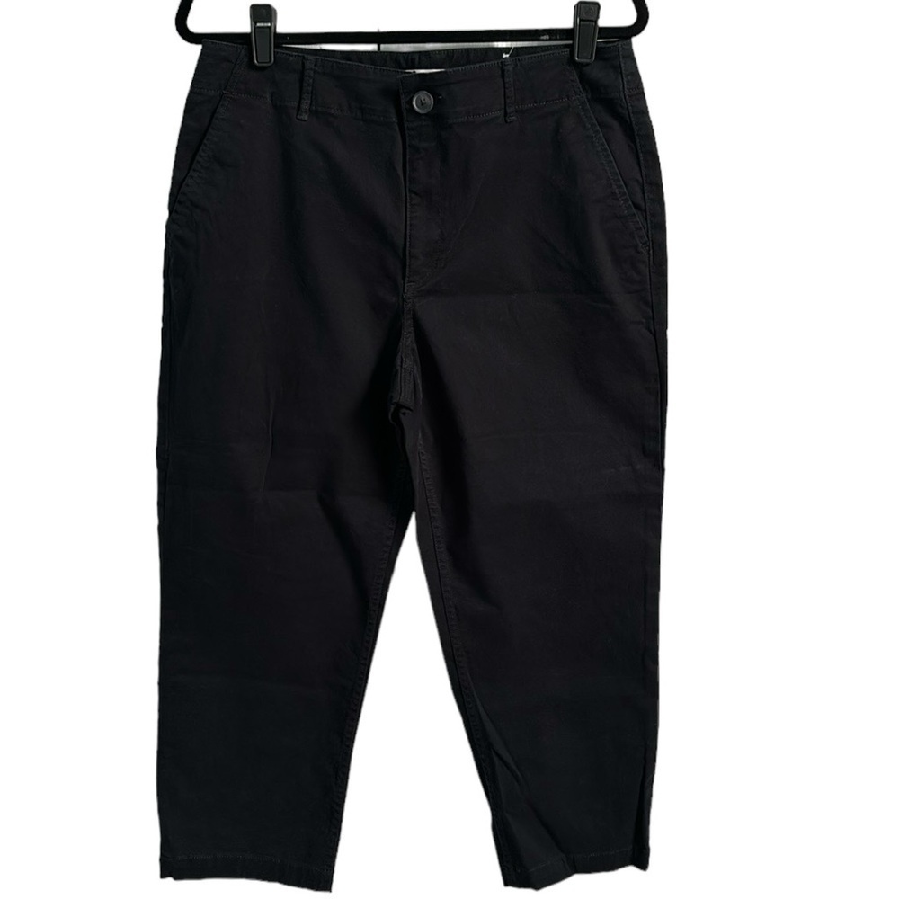 Loft The Perfect Straight Capri Pants in Washed Twill Black Size 12P